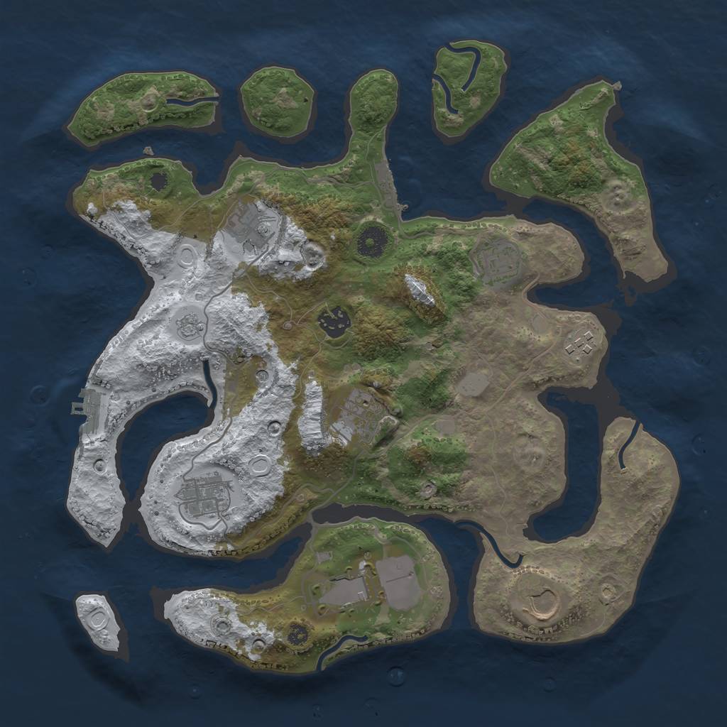 Rust Map: Procedural Map, Size: 3550, Seed: 423350, 17 Monuments