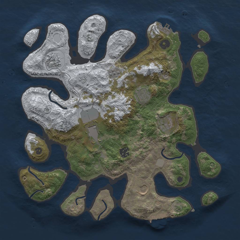 Rust Map: Procedural Map, Size: 3550, Seed: 834098, 16 Monuments