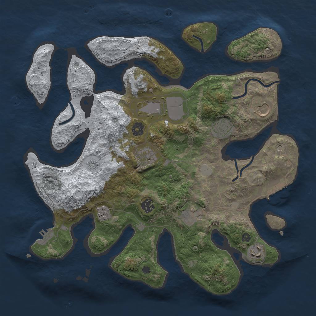 Rust Map: Procedural Map, Size: 3550, Seed: 216946, 17 Monuments