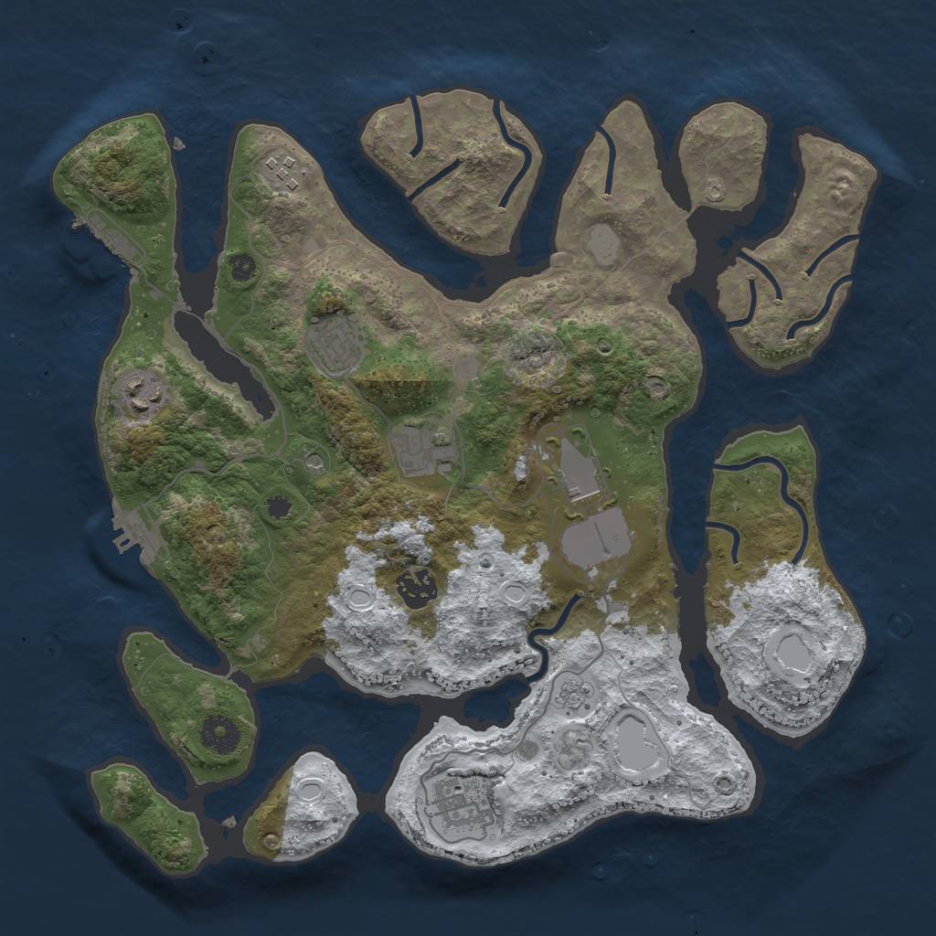 Rust Map: Procedural Map, Size: 3550, Seed: 673275, 16 Monuments