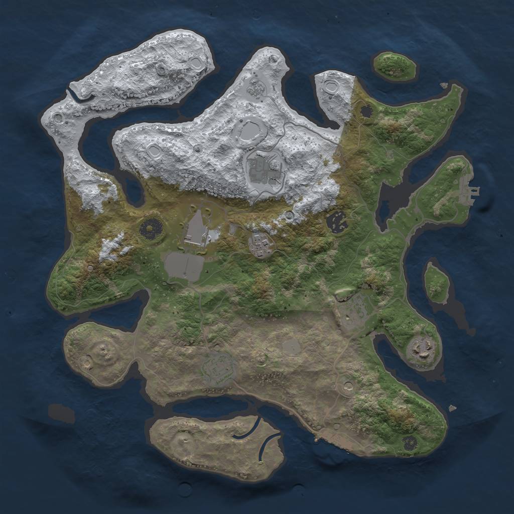 Rust Map: Procedural Map, Size: 3550, Seed: 786644, 16 Monuments