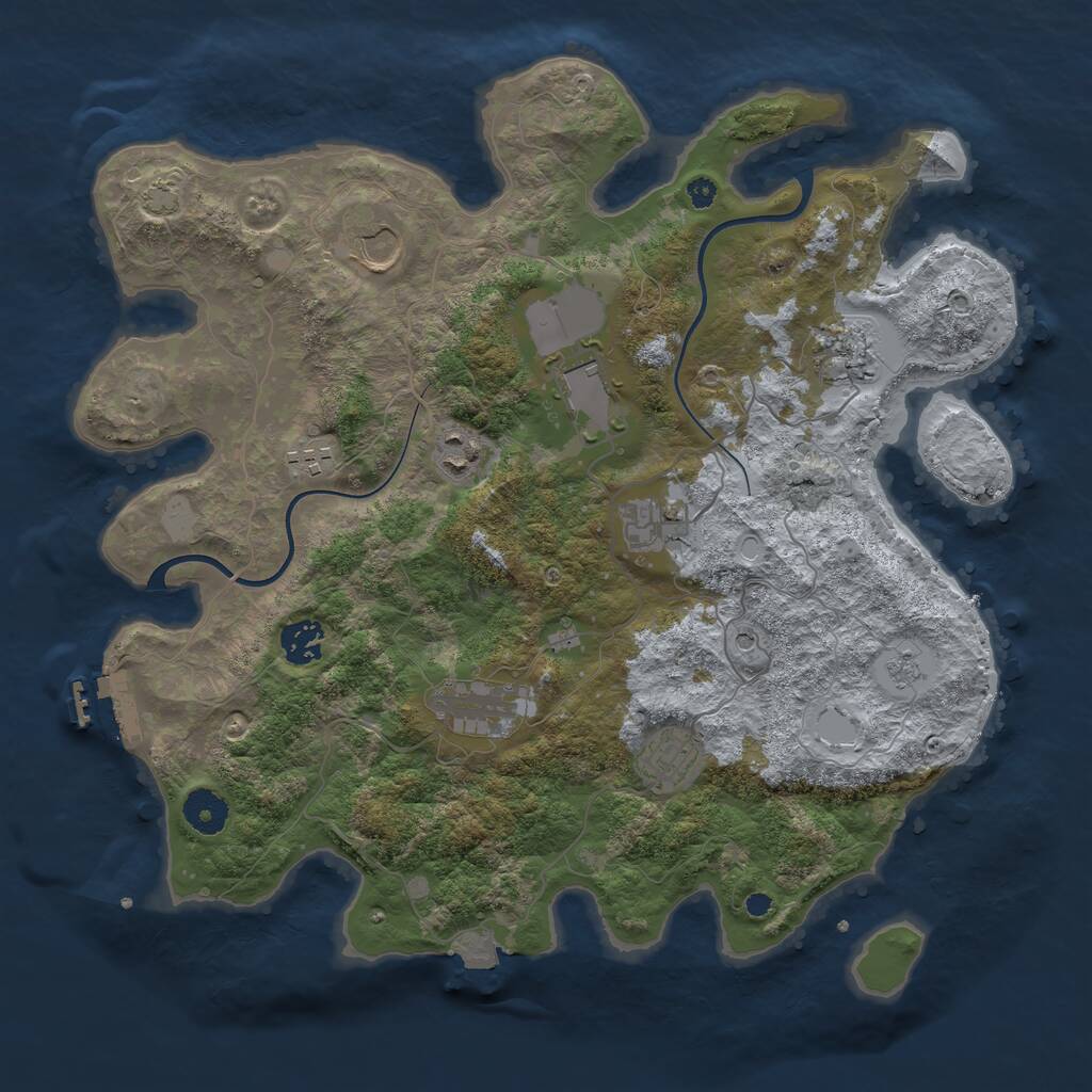 Rust Map: Procedural Map, Size: 3700, Seed: 880311168, 14 Monuments