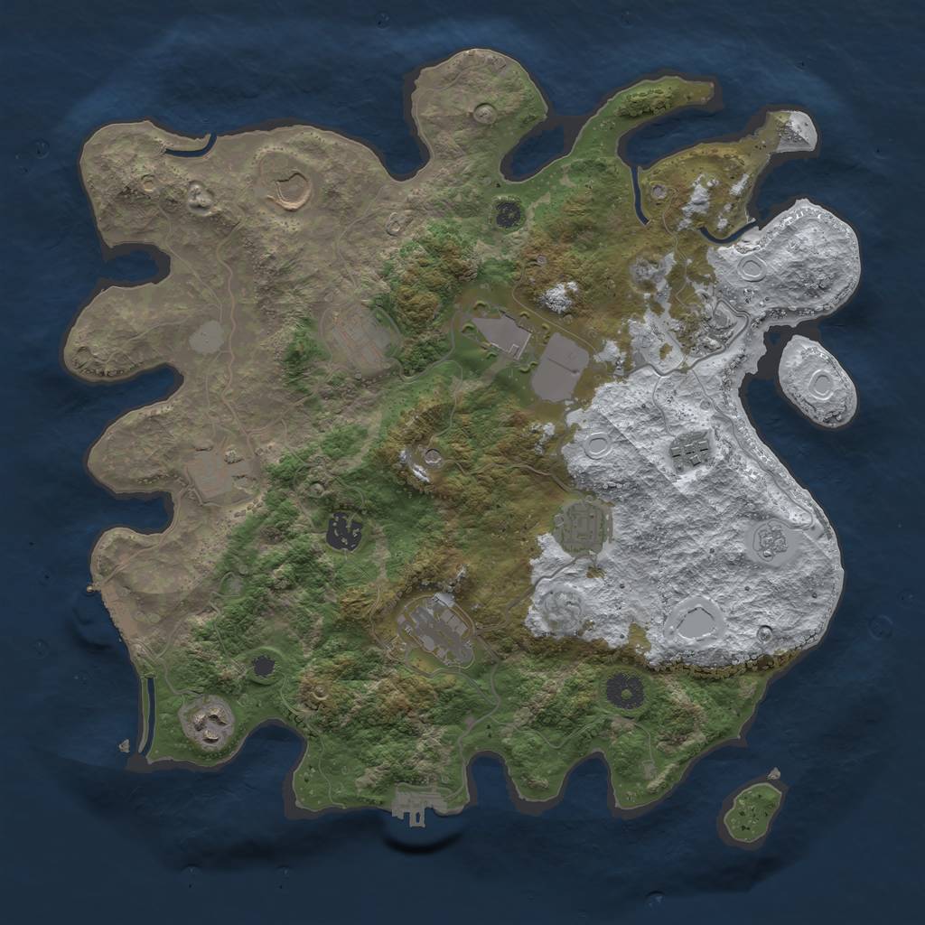 Rust Map: Procedural Map, Size: 3700, Seed: 880311168, 19 Monuments