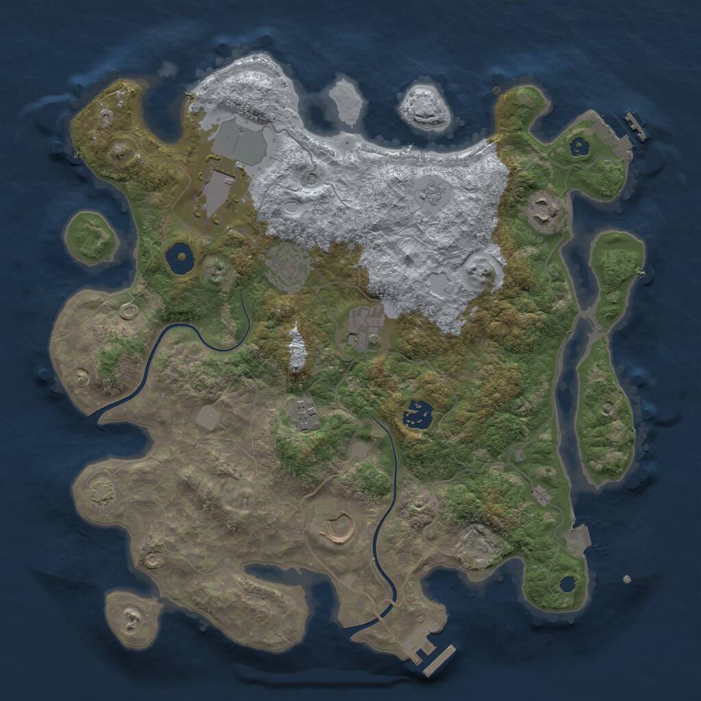 Rust Map: Procedural Map, Size: 3550, Seed: 436104, 13 Monuments