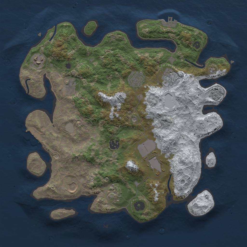 Rust Map: Procedural Map, Size: 3550, Seed: 894771, 18 Monuments