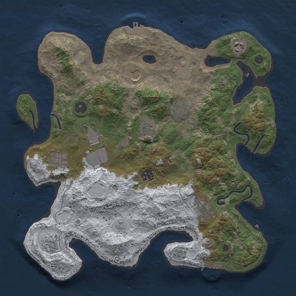 Rust Map: Procedural Map, Size: 3670, Seed: 2147483647, 20 Monuments