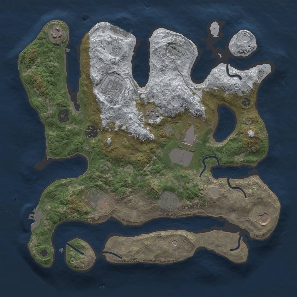 Rust Map: Procedural Map, Size: 3500, Seed: 896891715, 17 Monuments