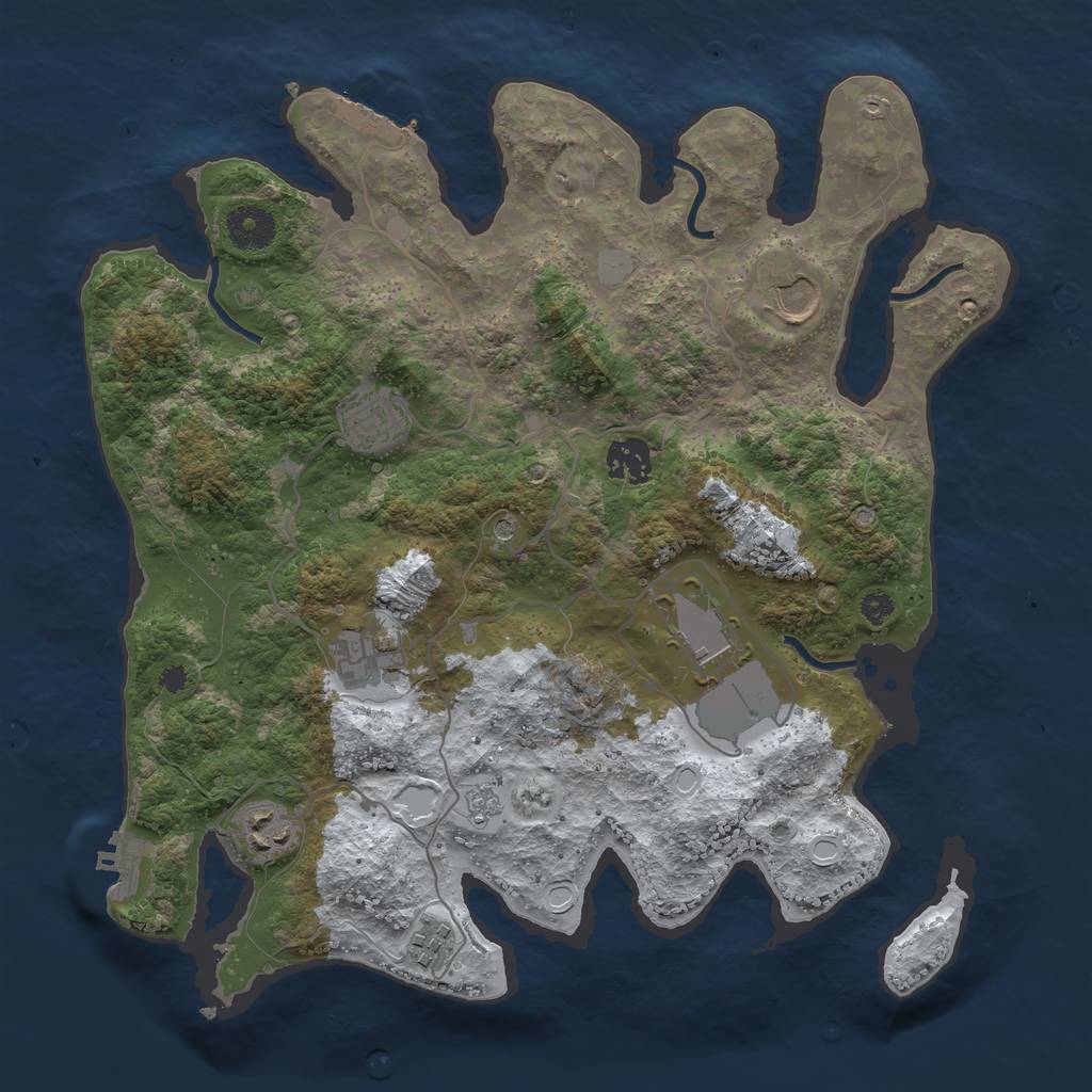 Rust Map: Procedural Map, Size: 3500, Seed: 50, 16 Monuments