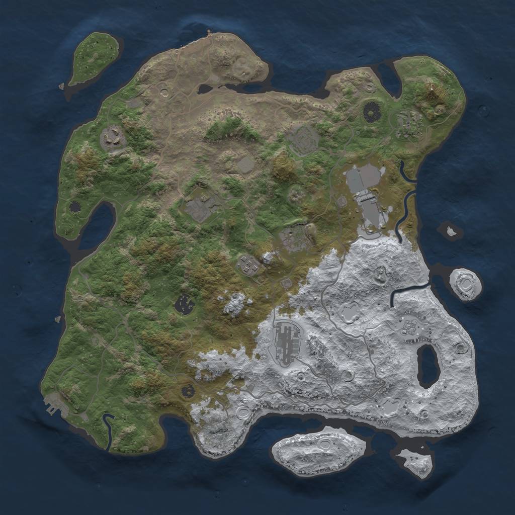 Rust Map: Procedural Map, Size: 4000, Seed: 17336239, 18 Monuments
