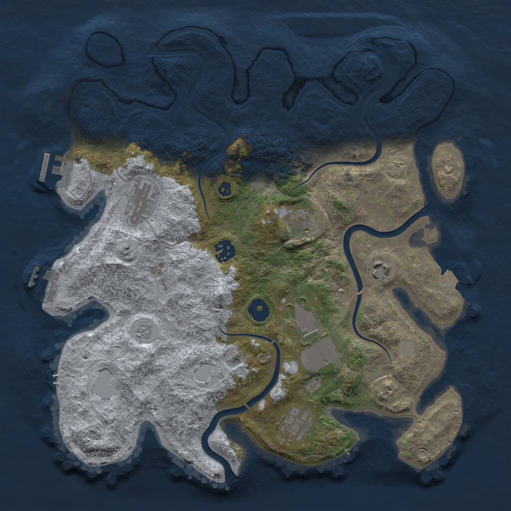 Rust Map: Procedural Map, Size: 3600, Seed: 500033, 11 Monuments