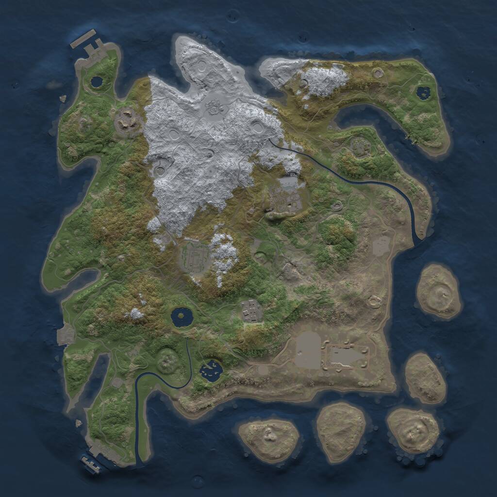 Rust Map: Procedural Map, Size: 3550, Seed: 939620, 12 Monuments