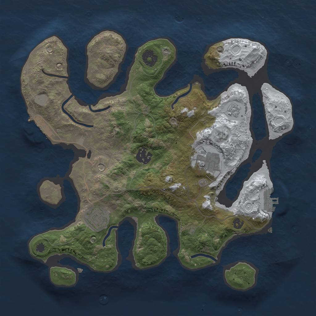 Rust Map: Procedural Map, Size: 3000, Seed: 851402, 12 Monuments