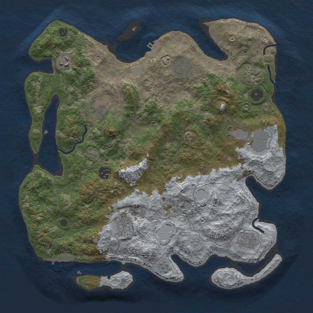 Rust Map: Procedural Map, Size: 3900, Seed: 10753065, 18 Monuments