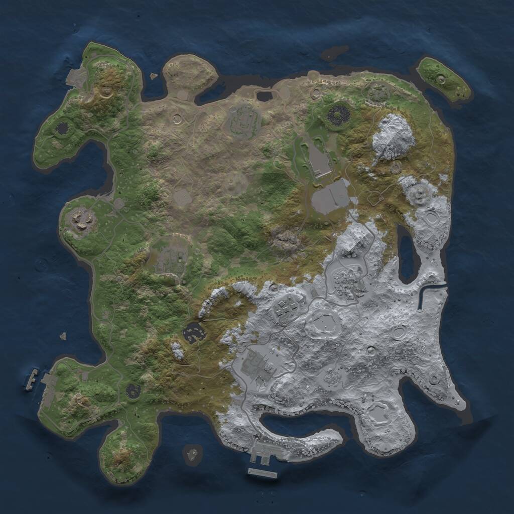 Rust Map: Procedural Map, Size: 3550, Seed: 764620, 14 Monuments