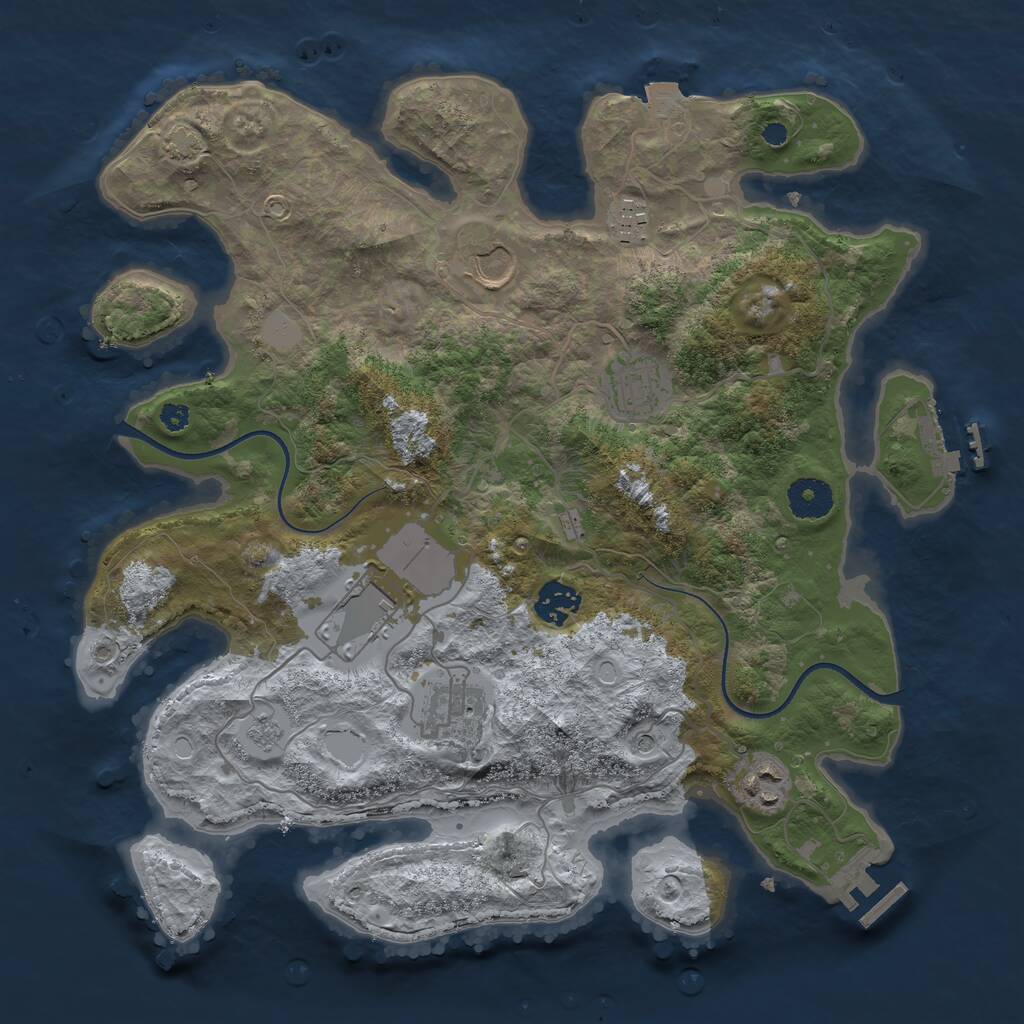 Rust Map: Procedural Map, Size: 3550, Seed: 724349, 13 Monuments