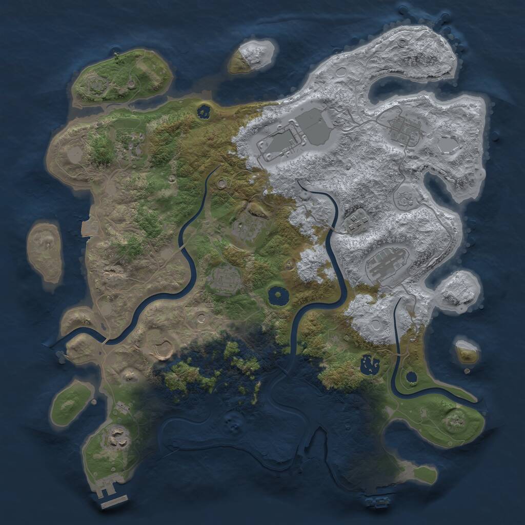 Rust Map: Procedural Map, Size: 3850, Seed: 1803118408, 16 Monuments