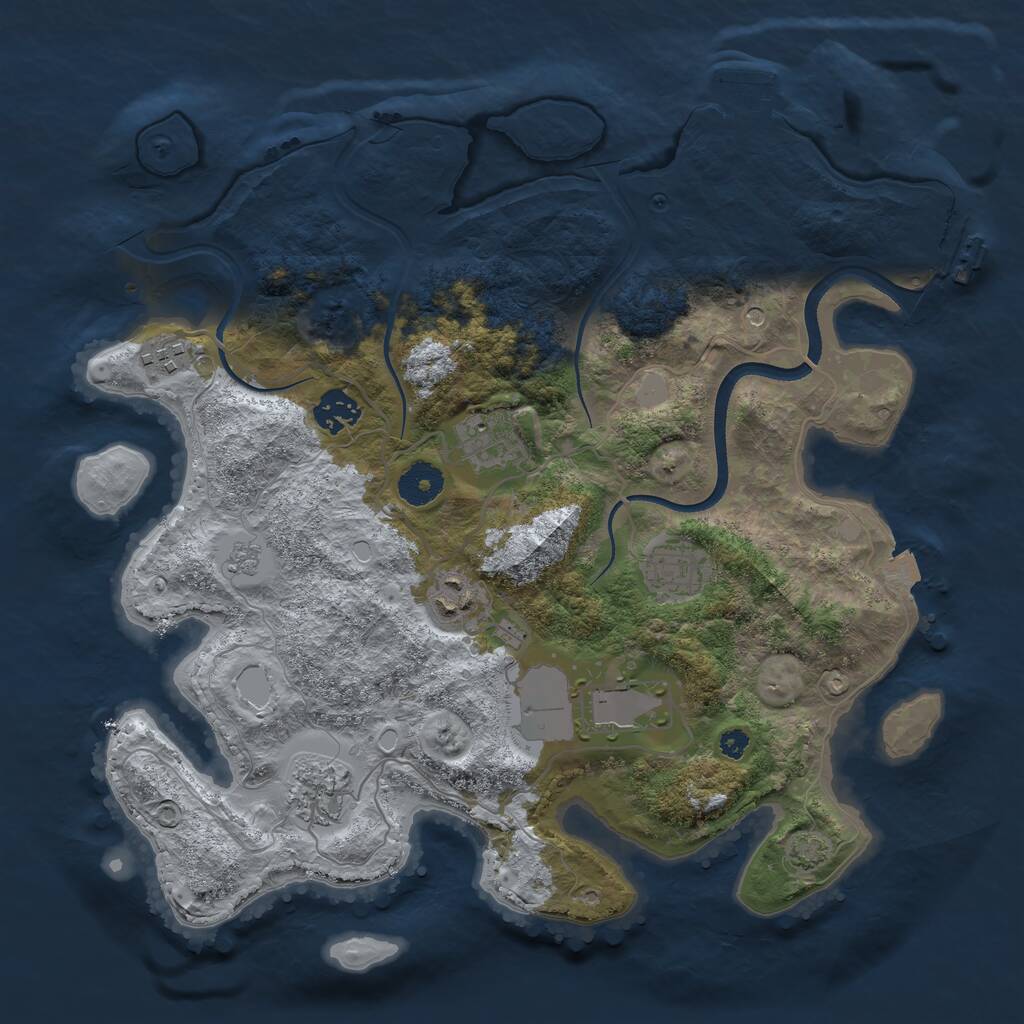 Rust Map: Procedural Map, Size: 3550, Seed: 678539, 13 Monuments