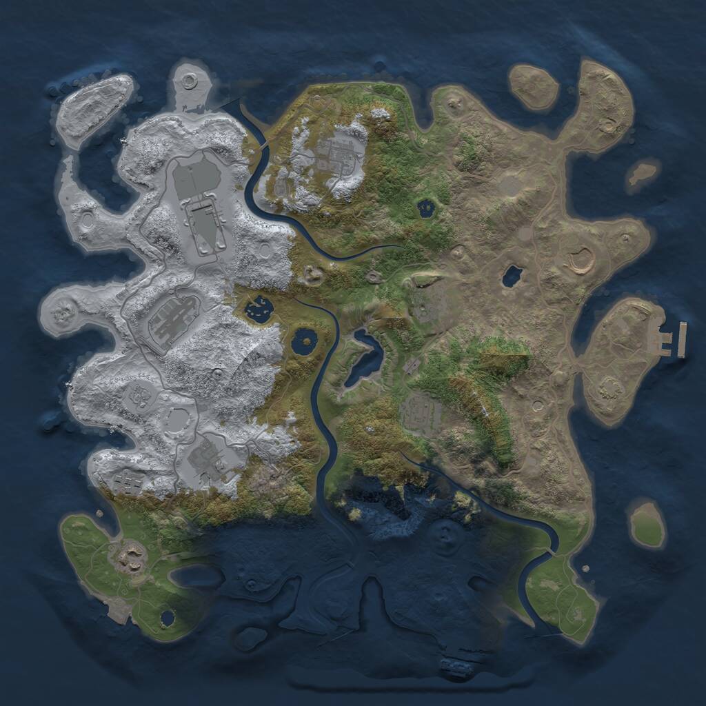Rust Map: Procedural Map, Size: 4000, Seed: 1901046189, 16 Monuments