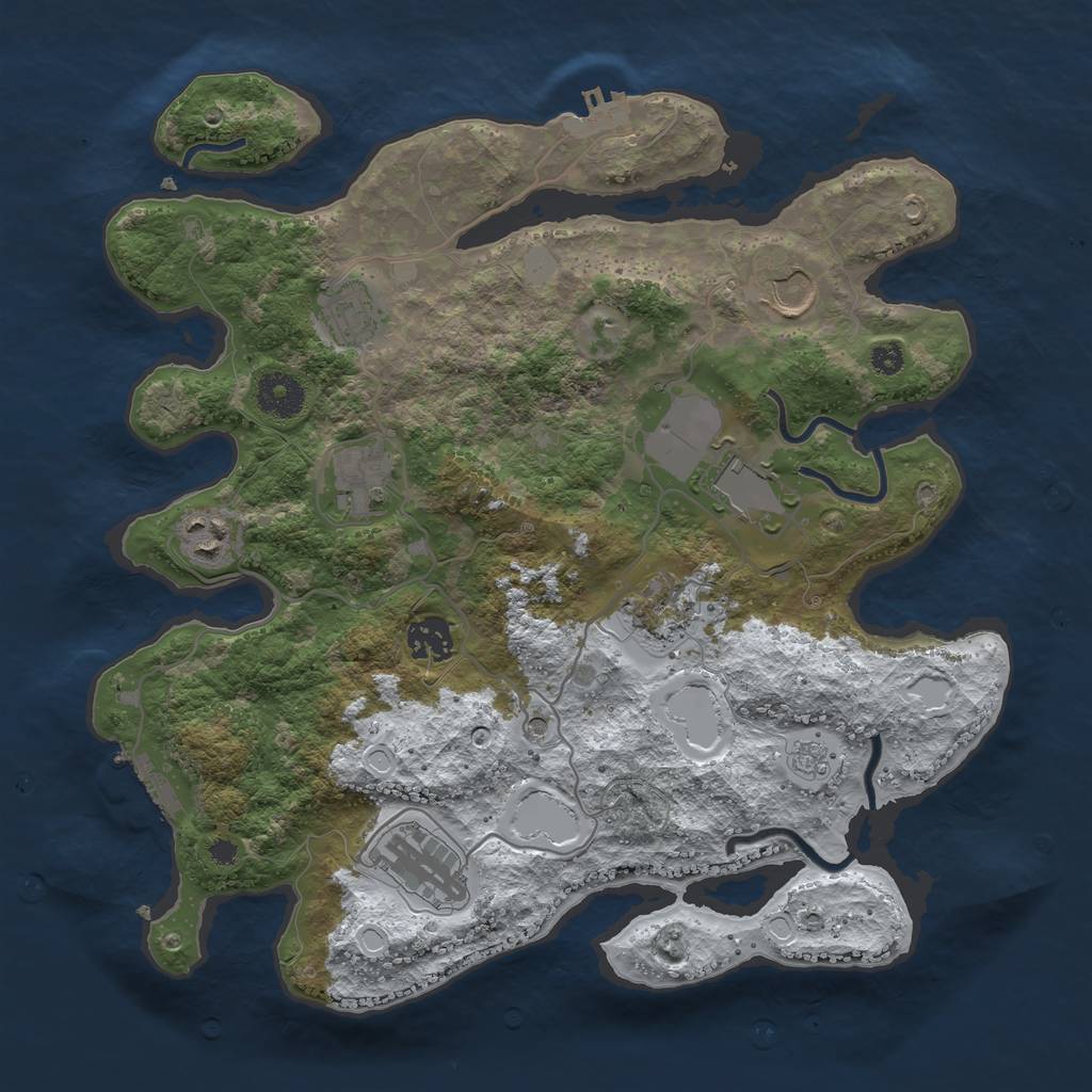 Rust Map: Procedural Map, Size: 3500, Seed: 756678848, 17 Monuments