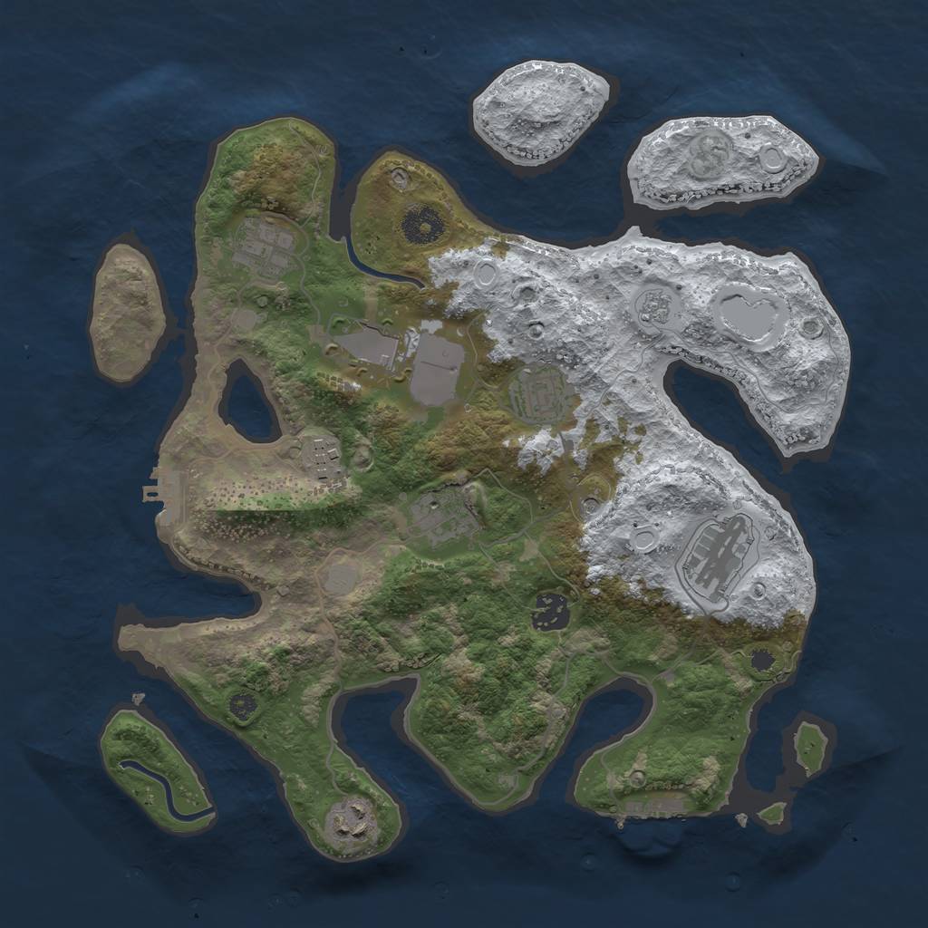 Rust Map: Procedural Map, Size: 3500, Seed: 7773470, 17 Monuments