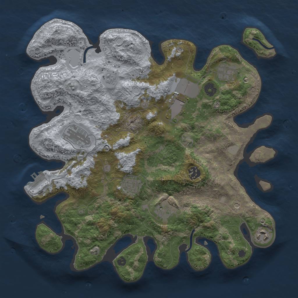 Rust Map: Procedural Map, Size: 3500, Seed: 6349751, 13 Monuments