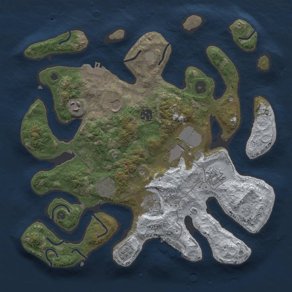 Rust Map: Procedural Map, Size: 3500, Seed: 541343819, 17 Monuments