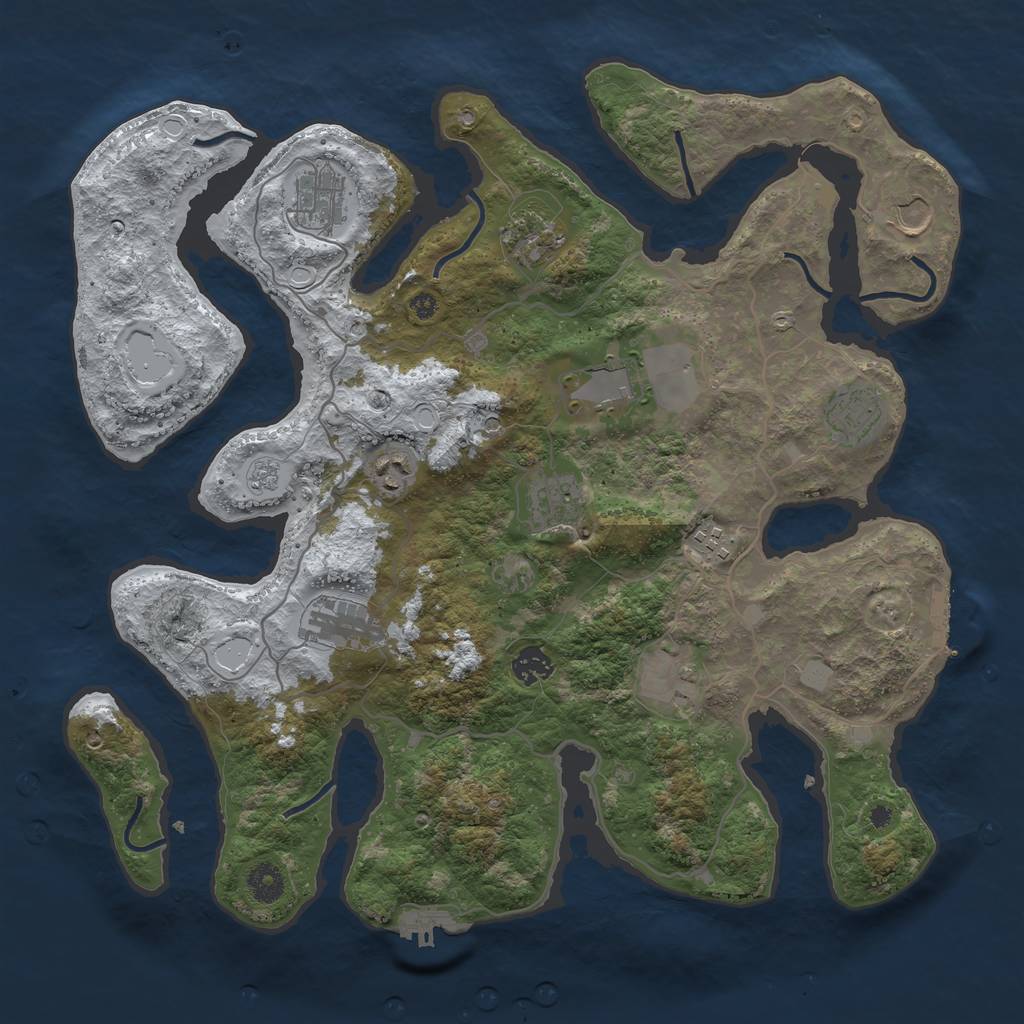 Rust Map: Procedural Map, Size: 4000, Seed: 1449543209, 20 Monuments