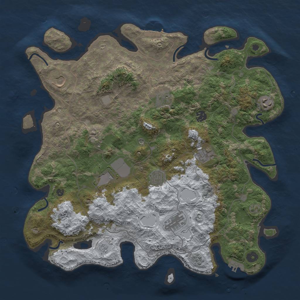 Rust Map: Procedural Map, Size: 4050, Seed: 919842182, 19 Monuments