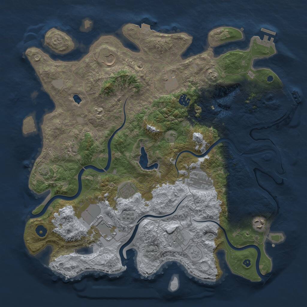 Rust Map: Procedural Map, Size: 4050, Seed: 919842182, 16 Monuments