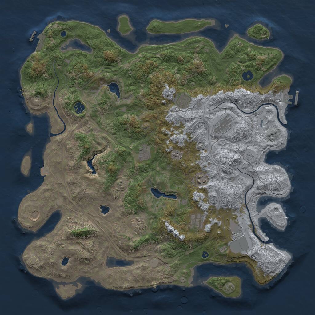 Rust Map: Procedural Map, Size: 4500, Seed: 6338775, 16 Monuments