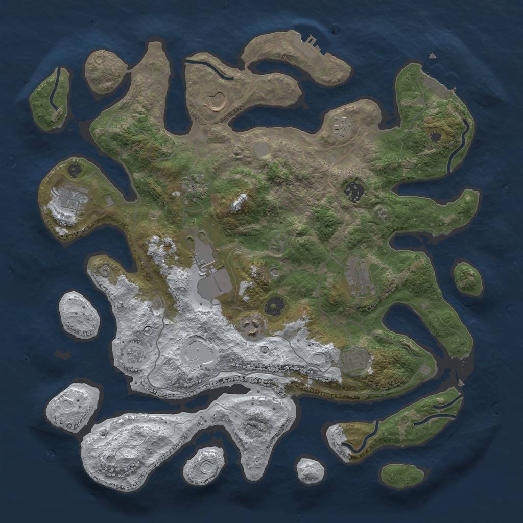 Rust Map: Procedural Map, Size: 4000, Seed: 36598318, 18 Monuments