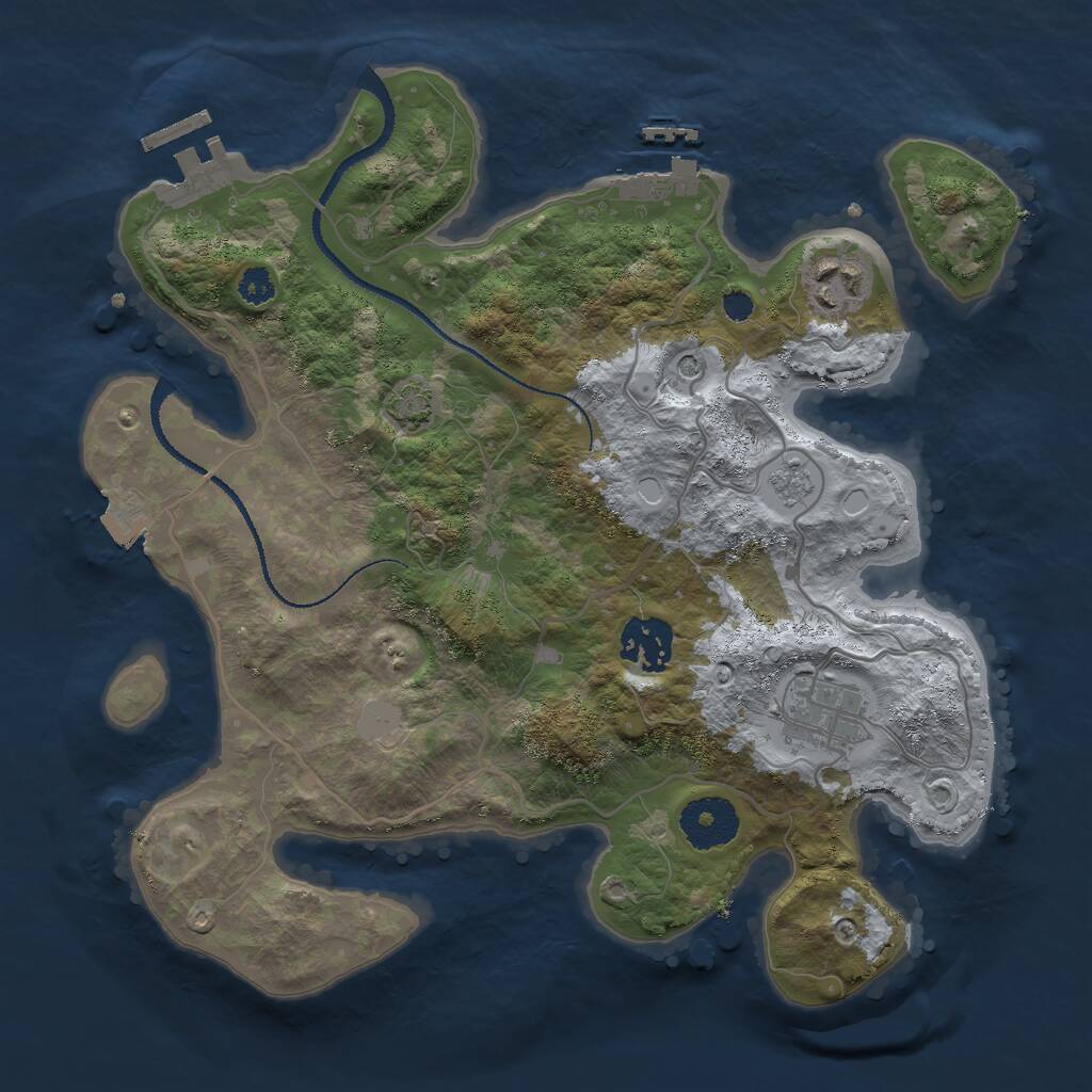 Rust Map: Procedural Map, Size: 3000, Seed: 644085, 9 Monuments