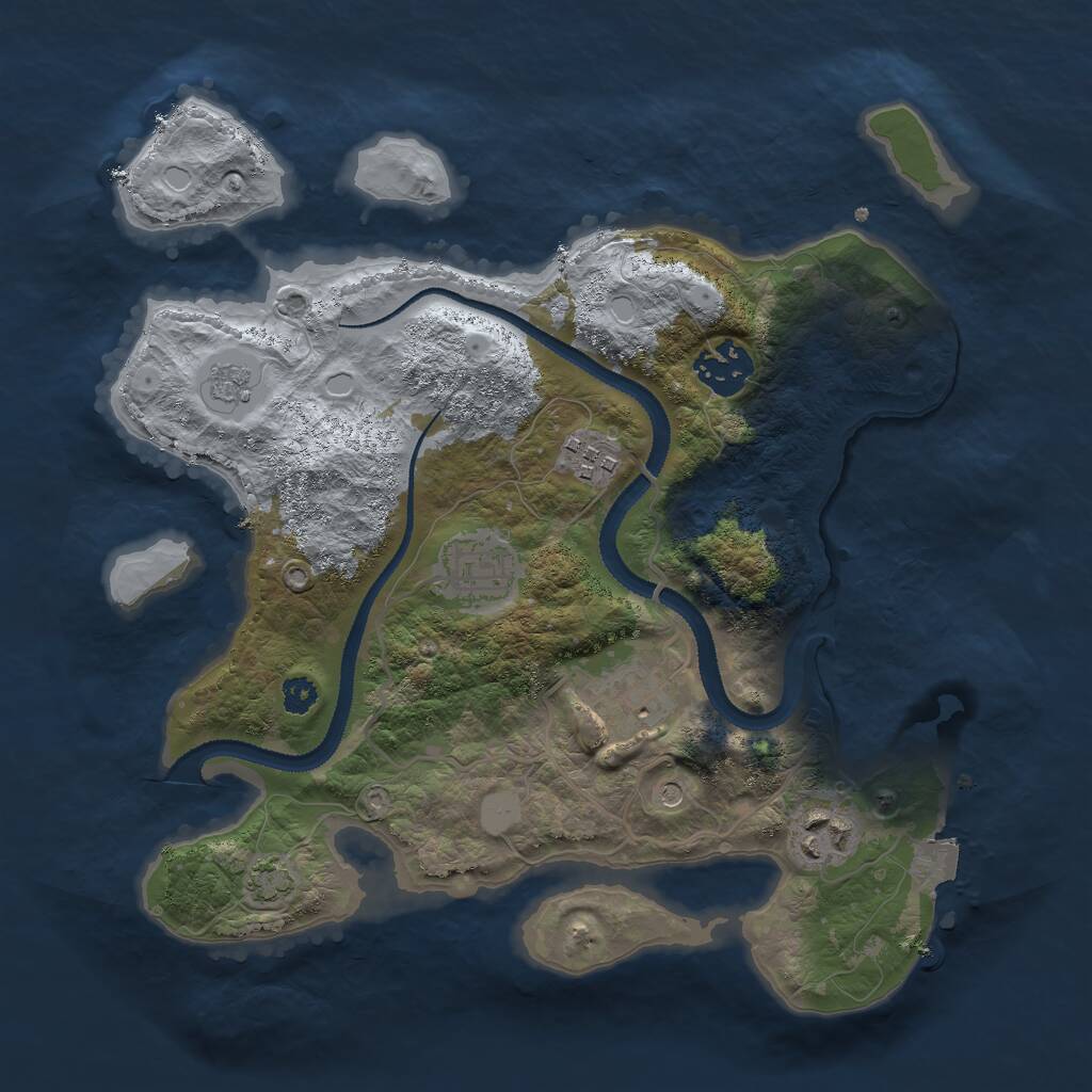 Rust Map: Procedural Map, Size: 3000, Seed: 947644895, 9 Monuments