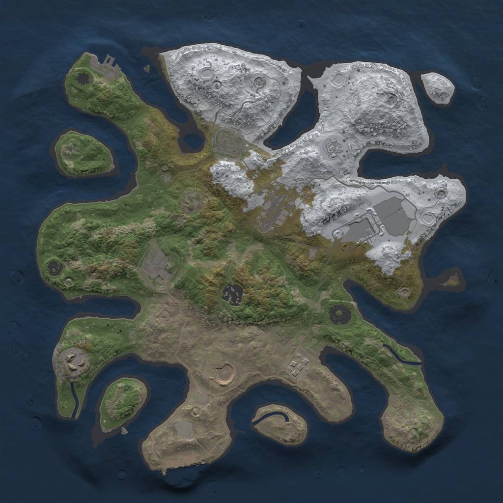 Rust Map: Procedural Map, Size: 3500, Seed: 39, 17 Monuments