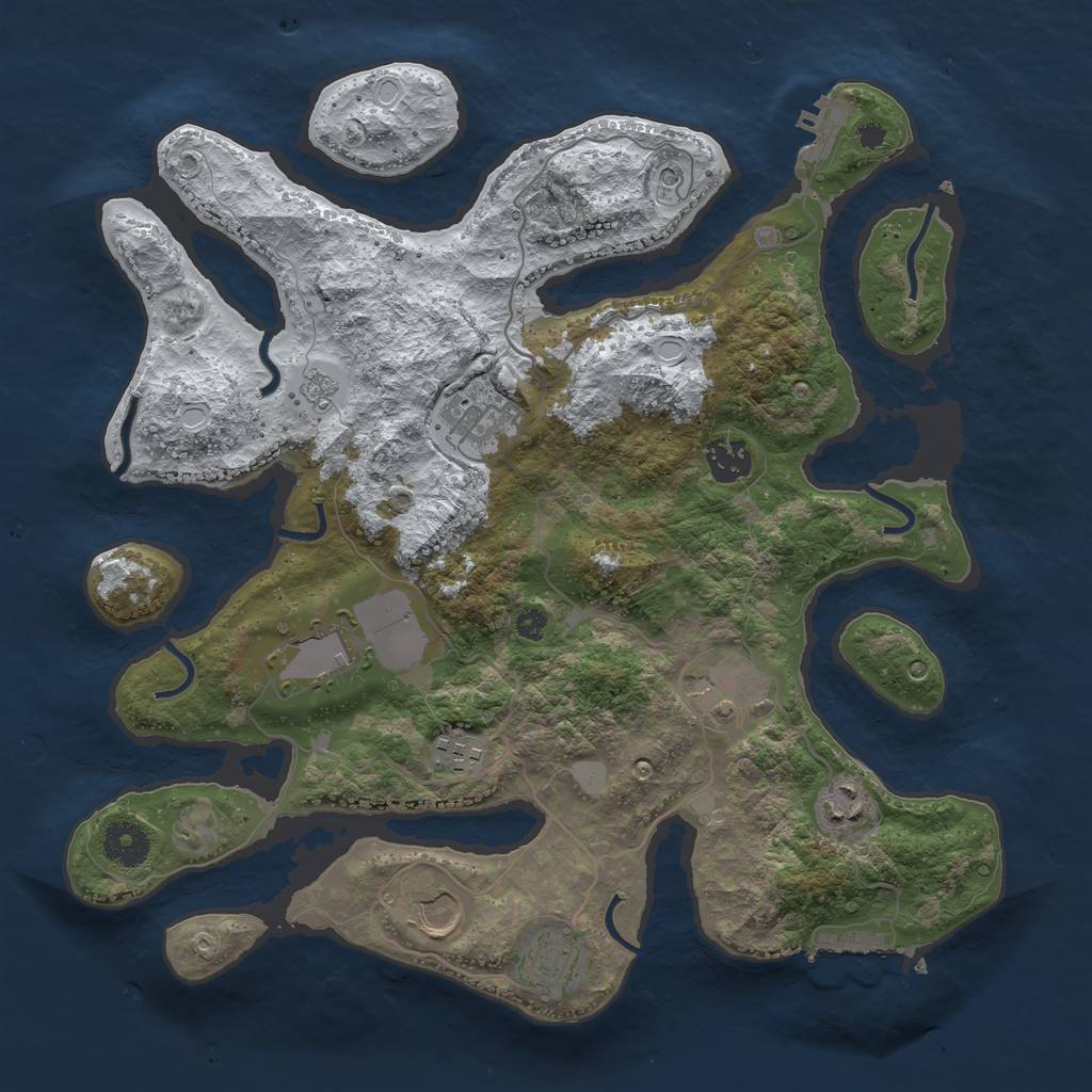 Rust Map: Procedural Map, Size: 3600, Seed: 331374874, 17 Monuments