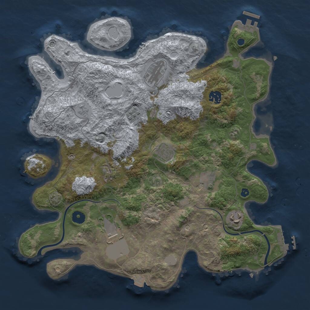 Rust Map: Procedural Map, Size: 3600, Seed: 331374874, 14 Monuments