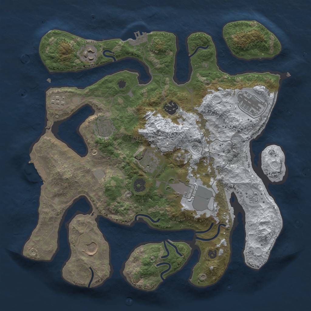 Rust Map: Procedural Map, Size: 3500, Seed: 1318277229, 17 Monuments