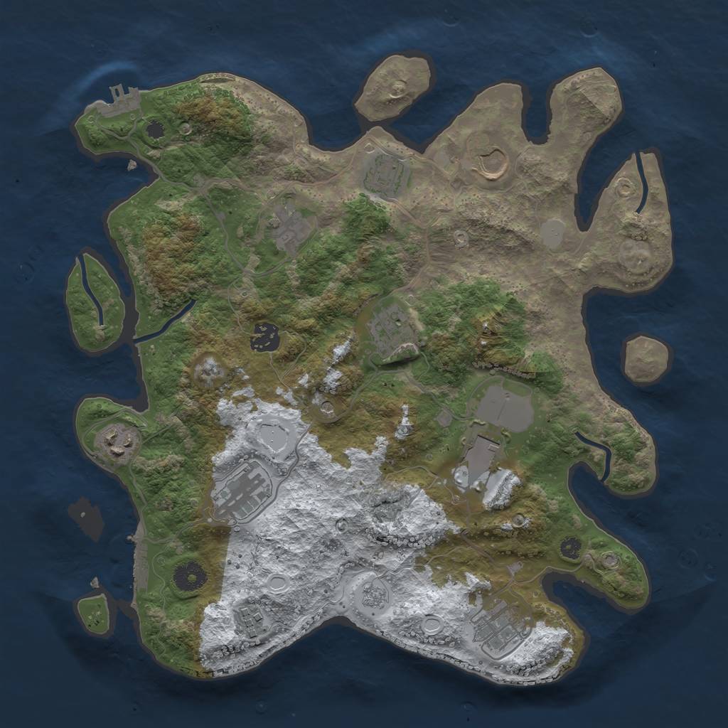 Rust Map: Procedural Map, Size: 3550, Seed: 69874, 19 Monuments