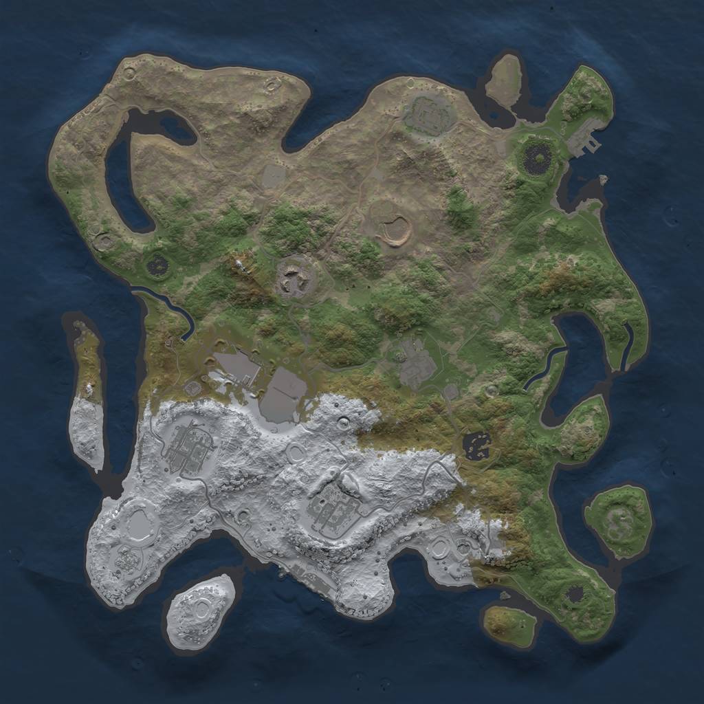 Rust Map: Procedural Map, Size: 3500, Seed: 39805563, 17 Monuments