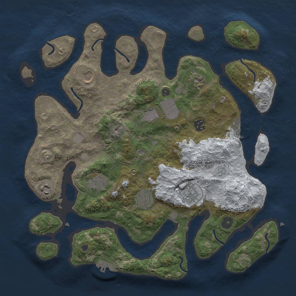 Rust Map: Procedural Map, Size: 3750, Seed: 2260357, 17 Monuments