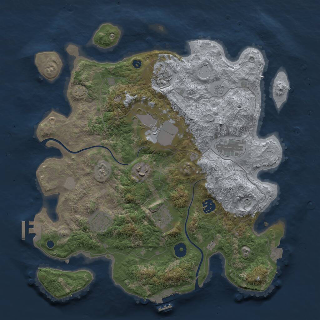 Rust Map: Procedural Map, Size: 3550, Seed: 257221, 13 Monuments