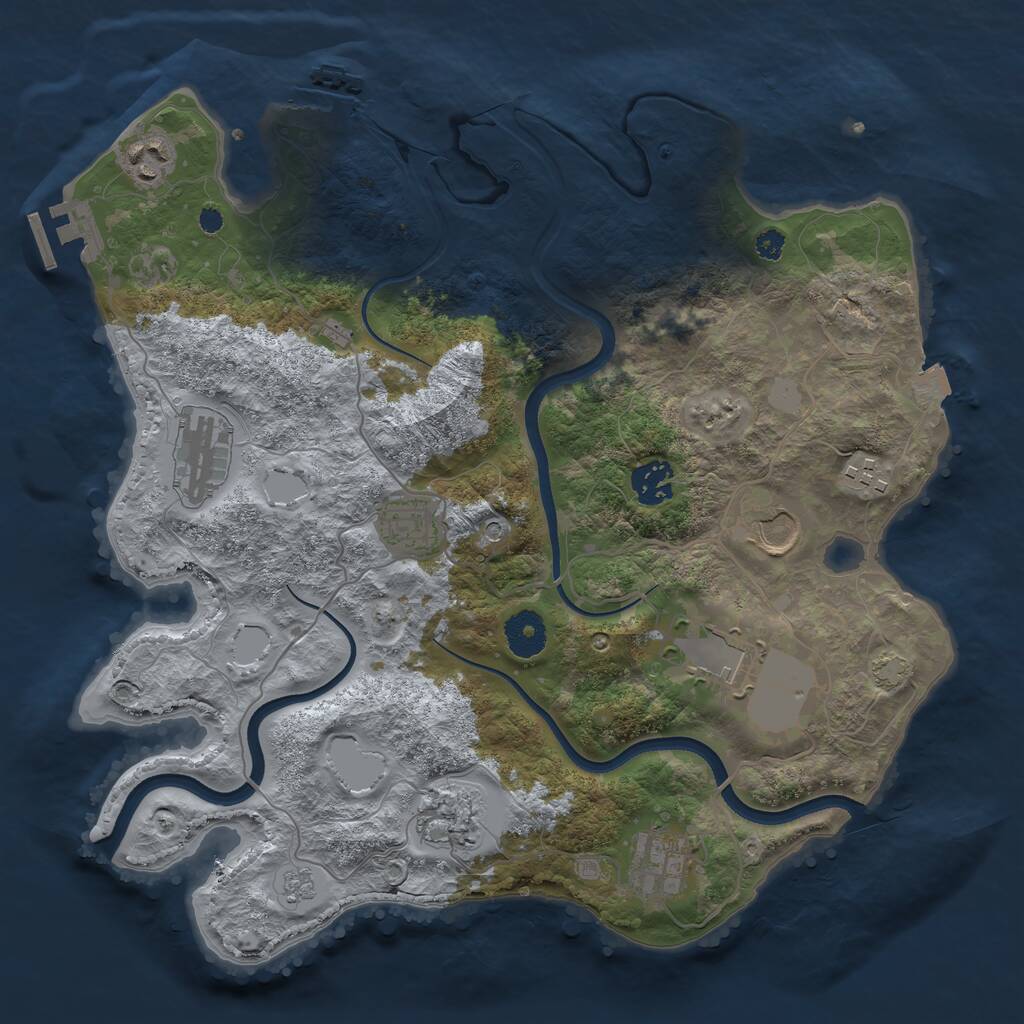 Rust Map: Procedural Map, Size: 3500, Seed: 59052, 15 Monuments