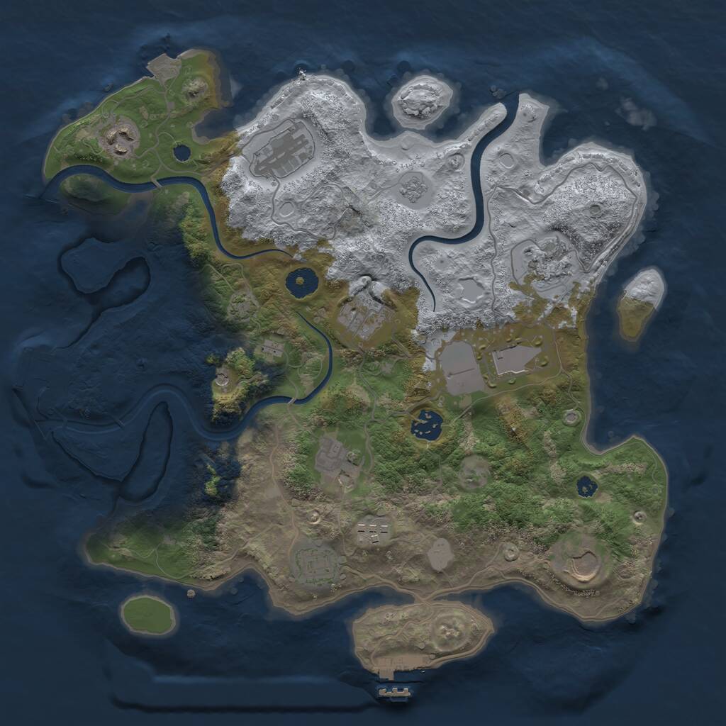 Rust Map: Procedural Map, Size: 3550, Seed: 406564, 16 Monuments