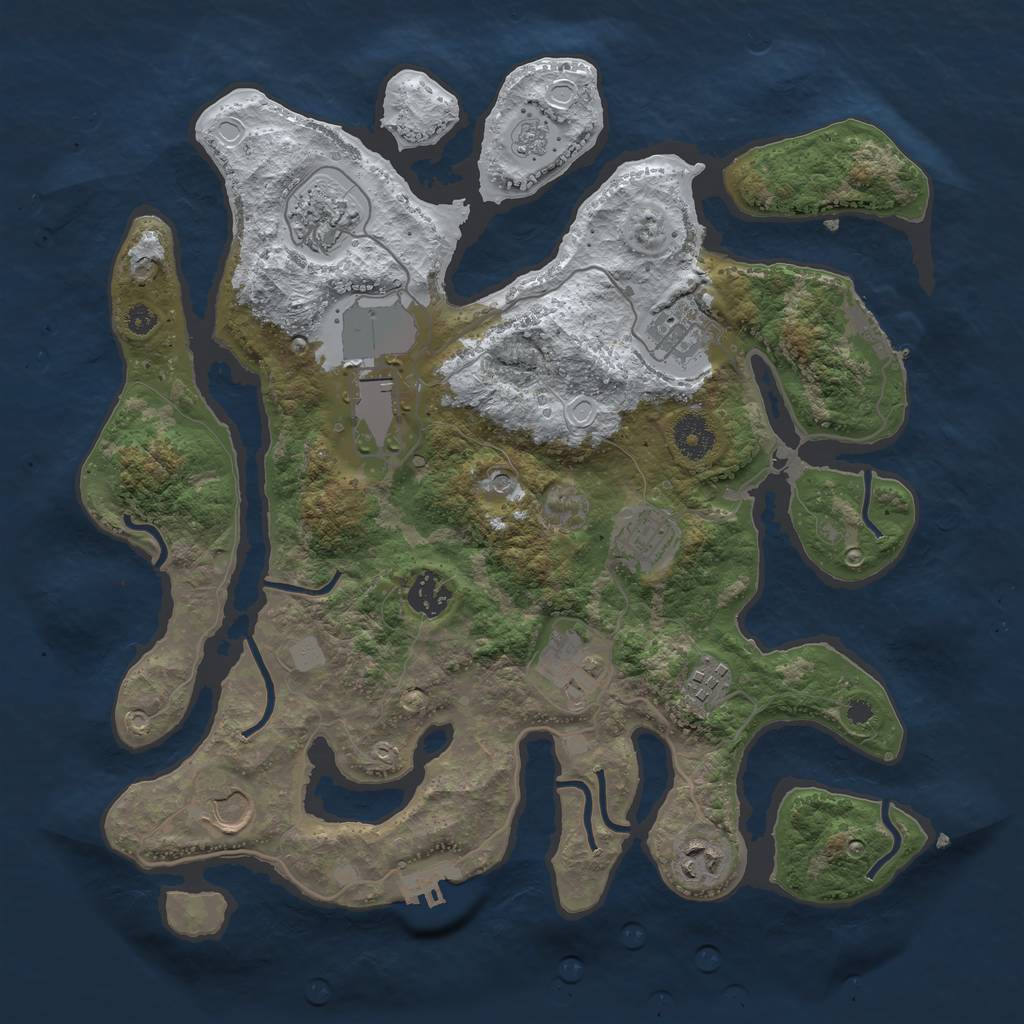 Rust Map: Procedural Map, Size: 3600, Seed: 1277414030, 18 Monuments