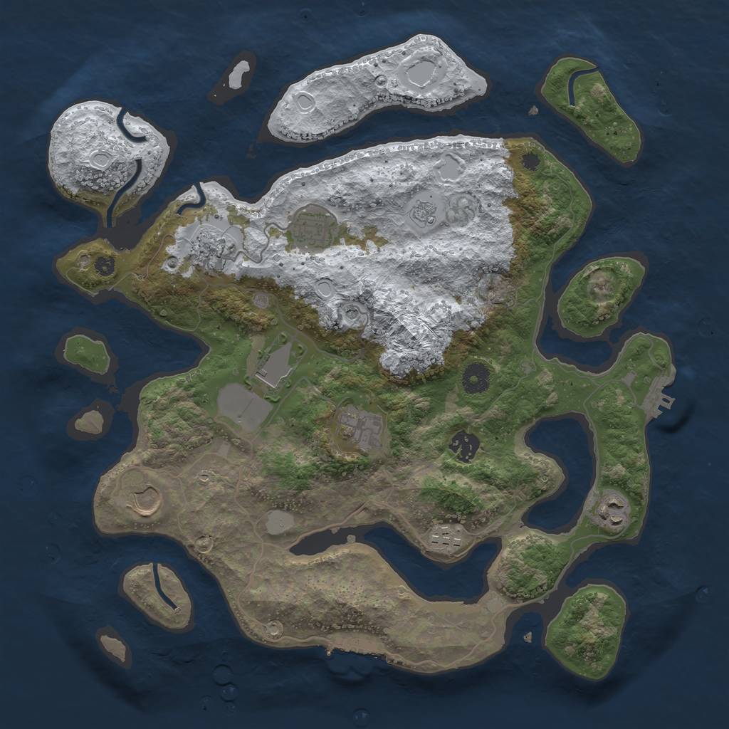 Rust Map: Procedural Map, Size: 3700, Seed: 527341, 17 Monuments