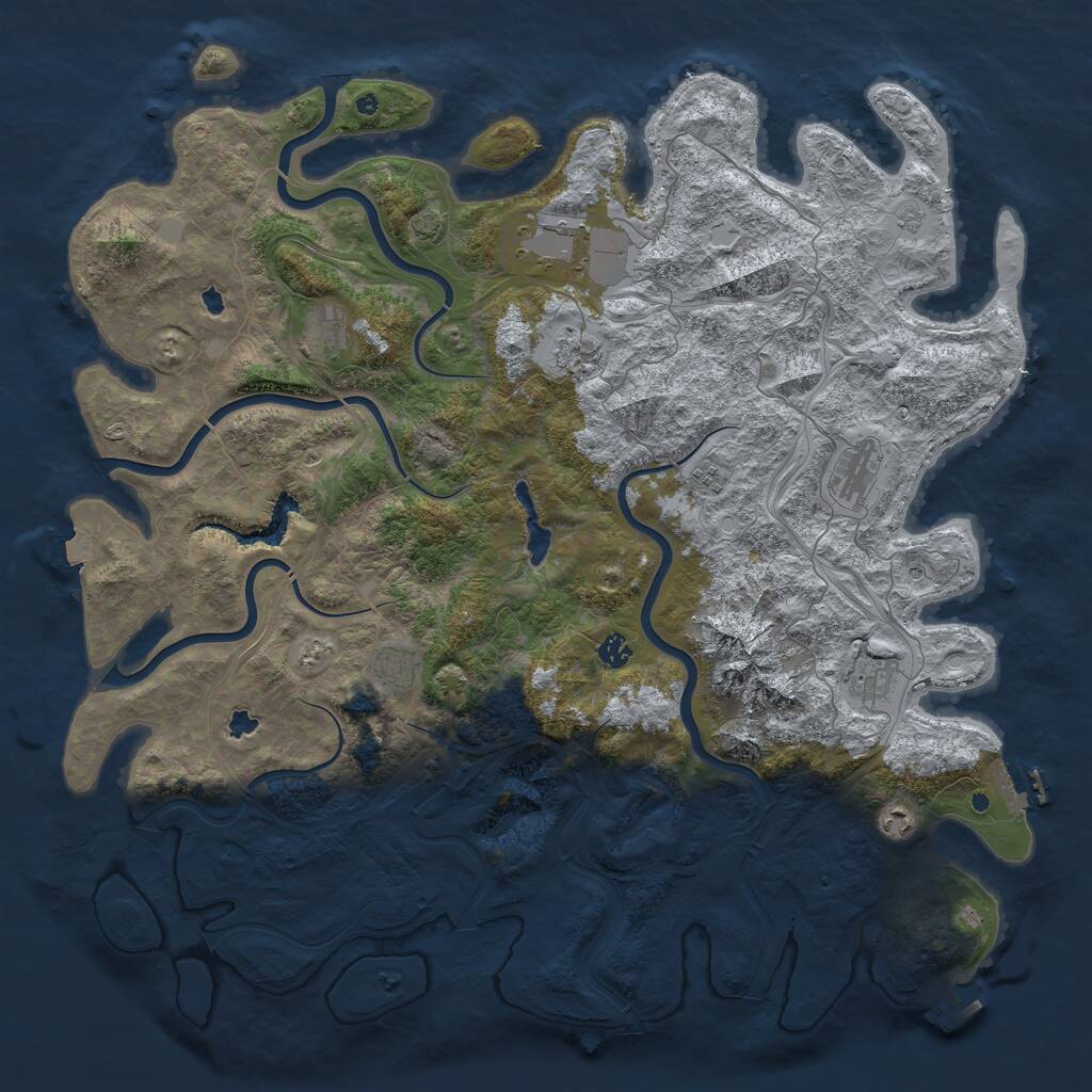 Rust Map: Procedural Map, Size: 5000, Seed: 1233107301, 15 Monuments