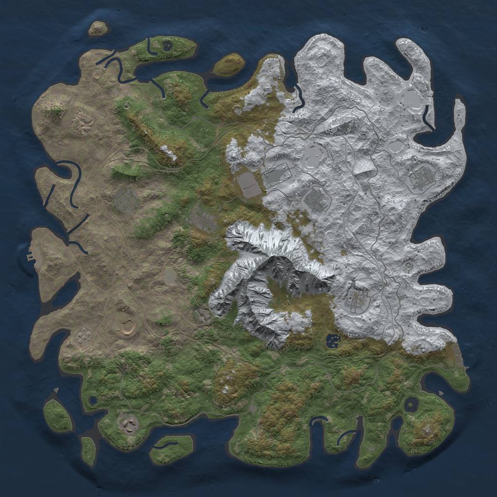 Rust Map: Procedural Map, Size: 5000, Seed: 1233107301, 20 Monuments