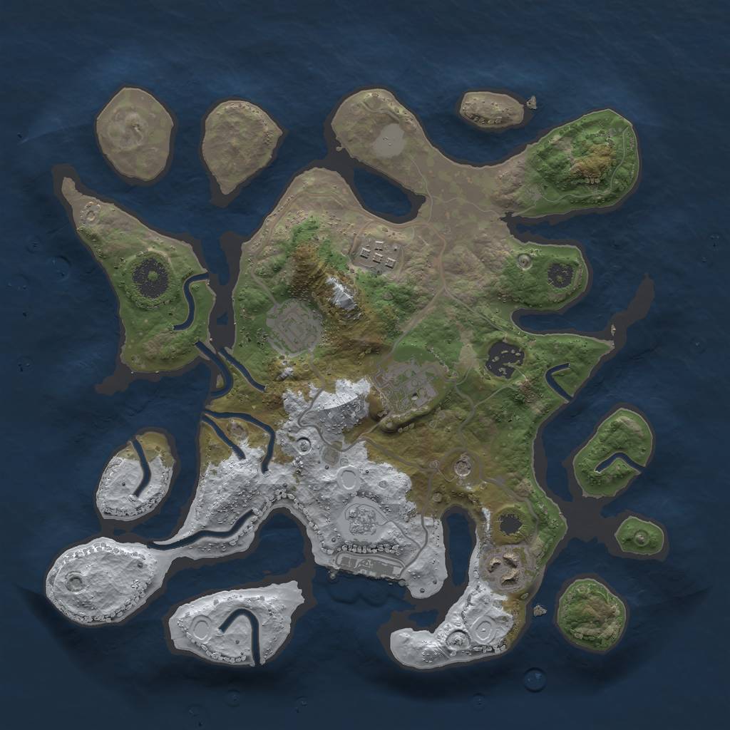Rust Map: Procedural Map, Size: 3000, Seed: 1577464759, 13 Monuments