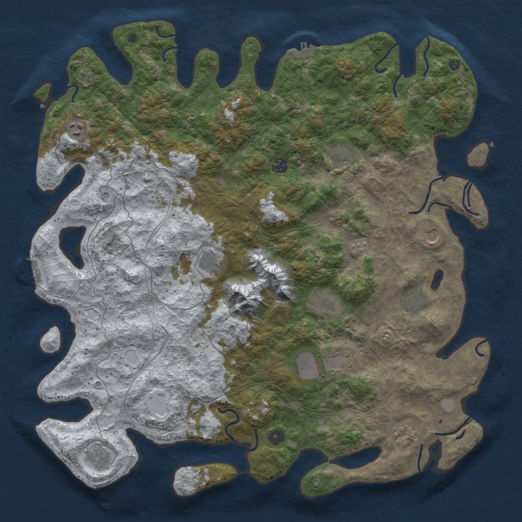 Rust Map: Procedural Map, Size: 5000, Seed: 1234563, 20 Monuments