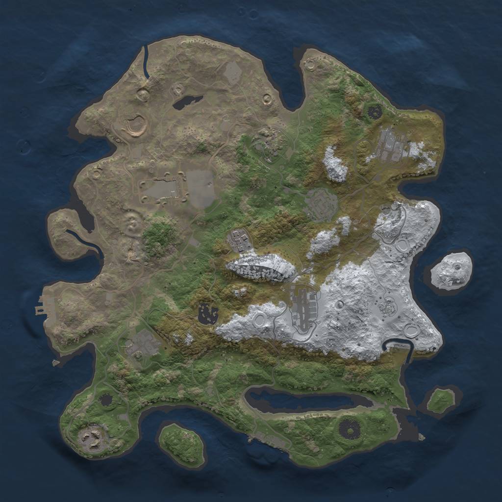 Rust Map: Procedural Map, Size: 3500, Seed: 2005, 19 Monuments